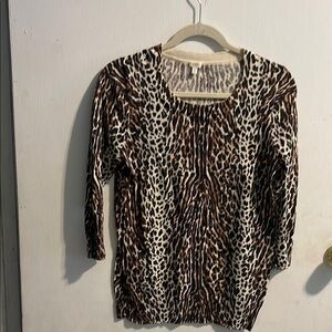 J.‎ Crew Brown and Black Fitted Ribbed Blouse